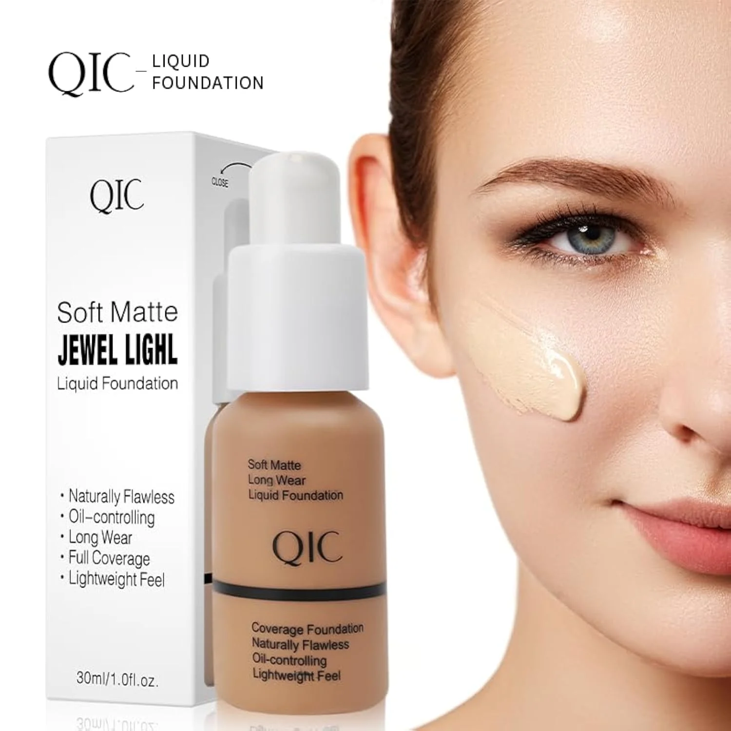 24HR Flawless Liquid Foundation Makeup - Soft Beige | Full Coverage, Weightless Matte Finish, Hydrating & Long Lasting Foundation, Transfer-Resistant, For All-Day Wear (03)