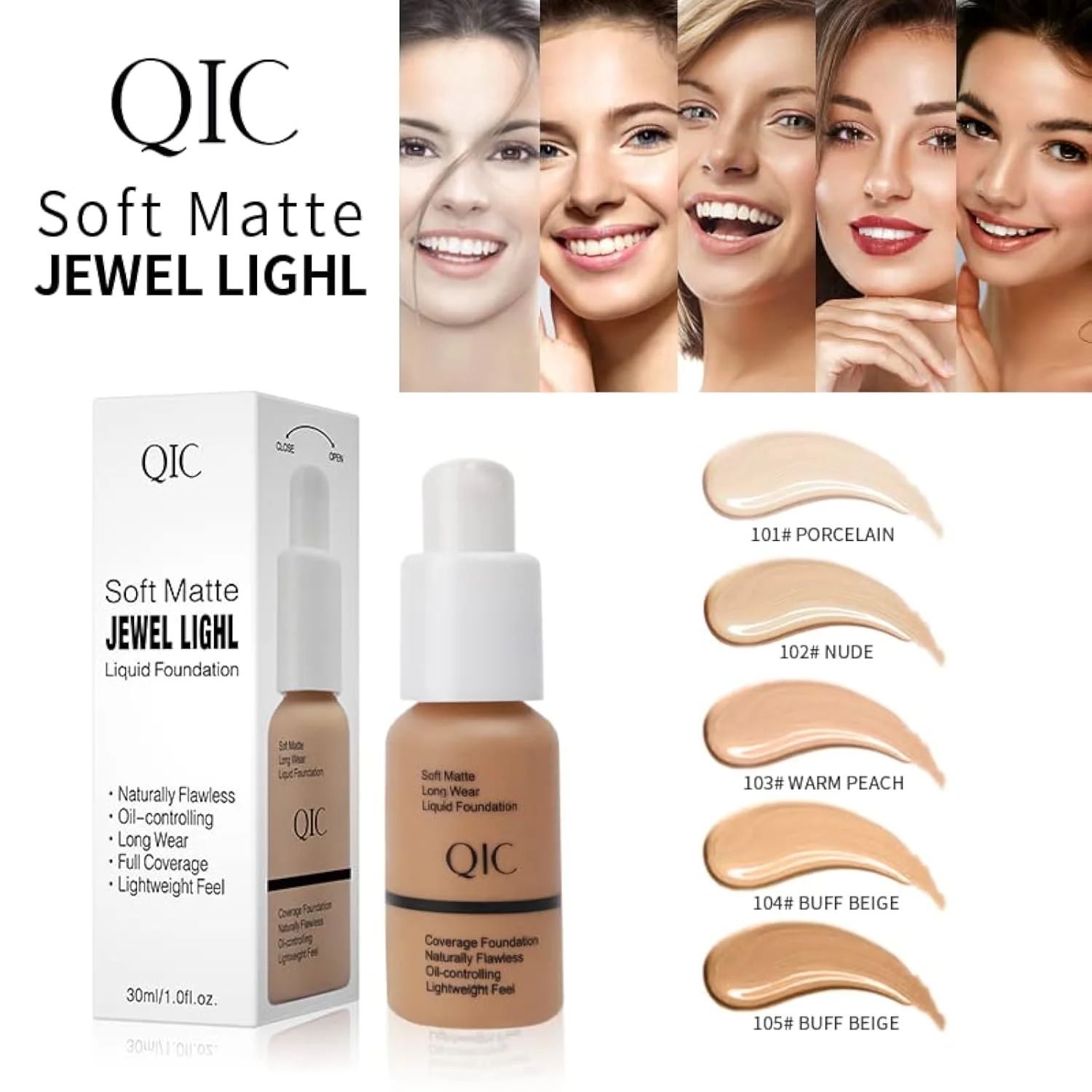 24HR Flawless Liquid Foundation Makeup - Soft Beige | Full Coverage, Weightless Matte Finish, Hydrating & Long Lasting Foundation, Transfer-Resistant, For All-Day Wear (03)