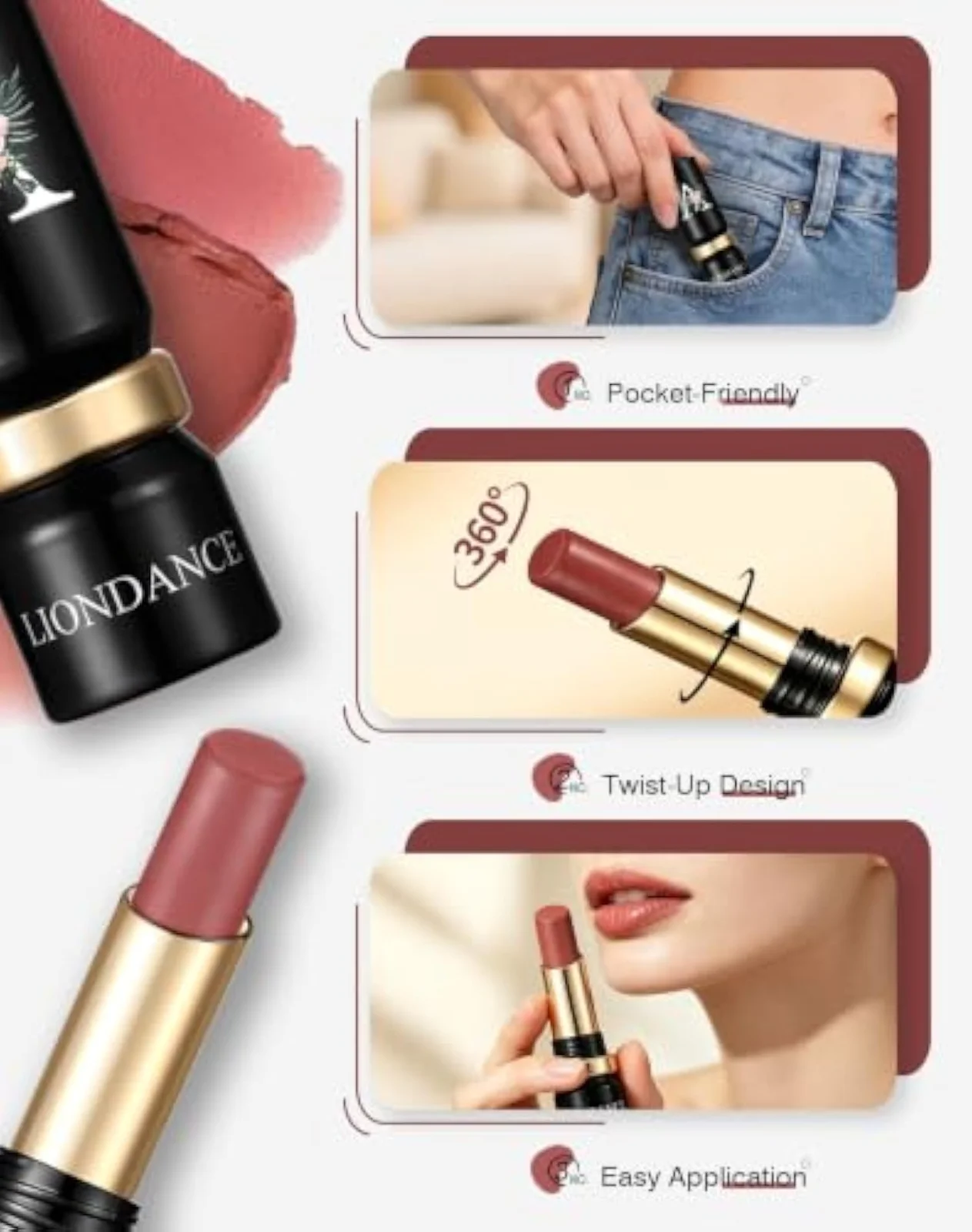 Soft Matte Bullet Lipstick in Mist Mauve, Mauve Nude Dusty Rose Lip Color with a Lightweight Velvet Matte Finish for Everyday Makeup