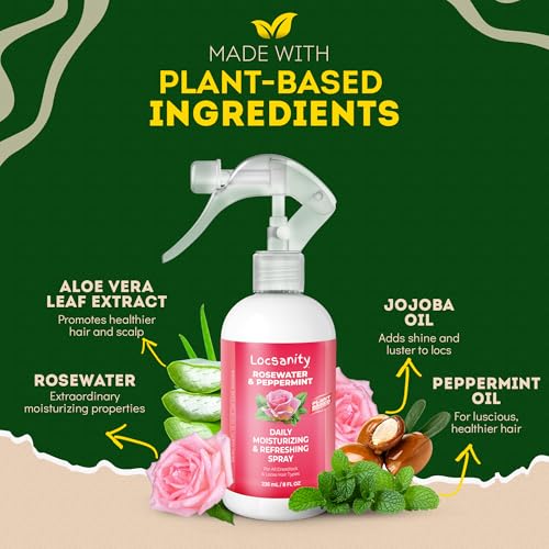 Loc Spray - Locsanity Daily Moisturizing Rosewater & Peppermint Spray for Locs