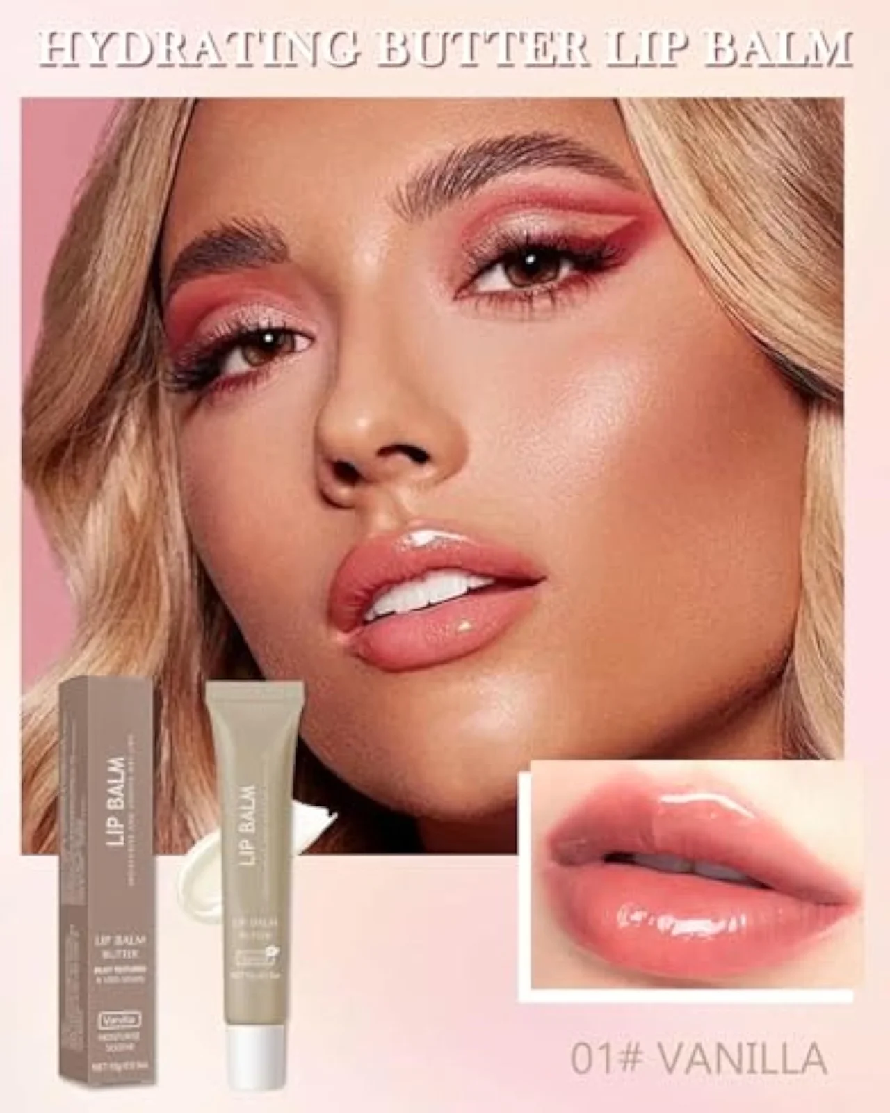 Lip Balm Butter Vanilla,Hydrating Clear Lip Gloss Oil, Lip Care Moisturizer