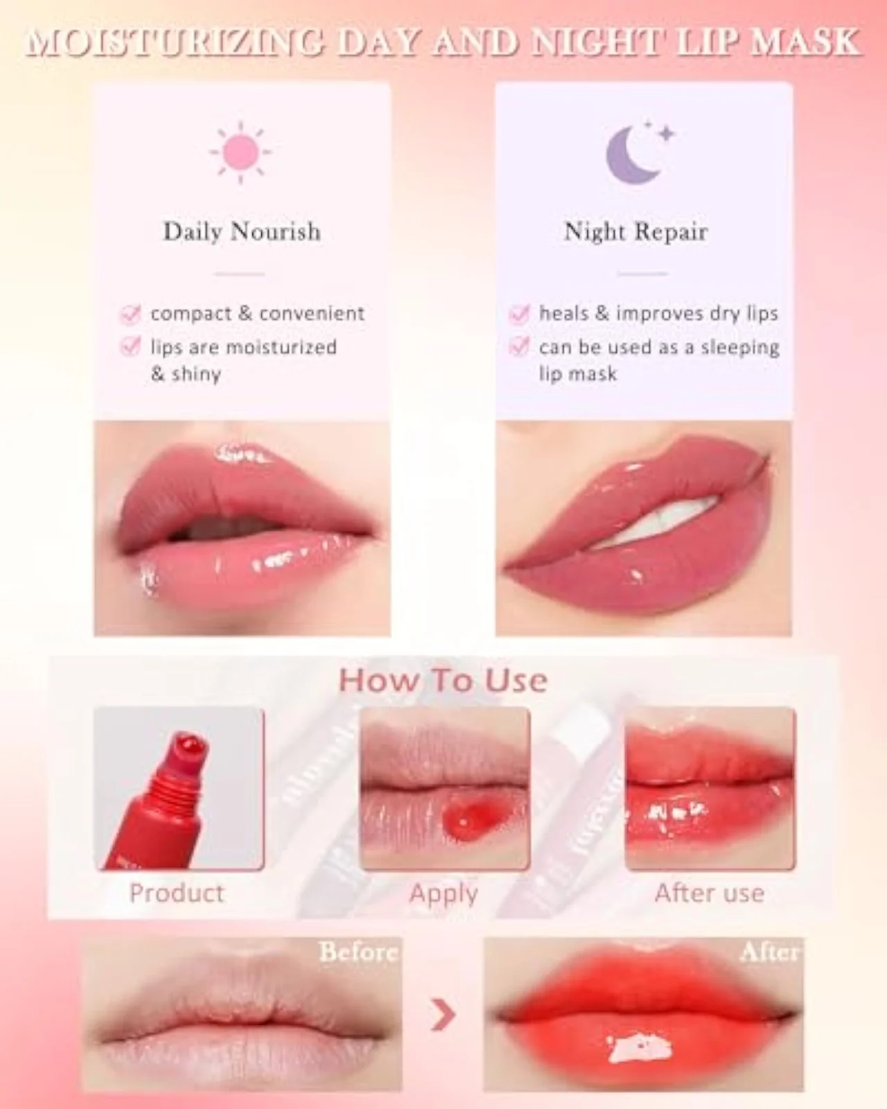 Lip Balm Butter Vanilla,Hydrating Clear Lip Gloss Oil, Lip Care Moisturizer