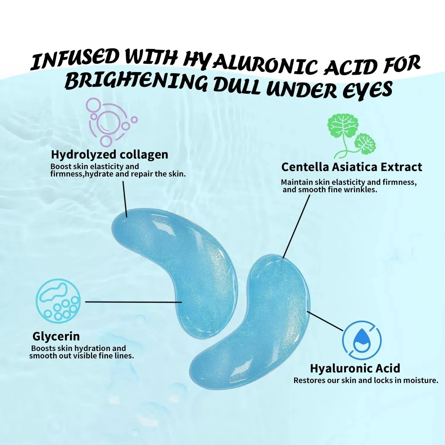 Under Eye Patches (25 Pairs), Hyaluronic Acid Eye Masks