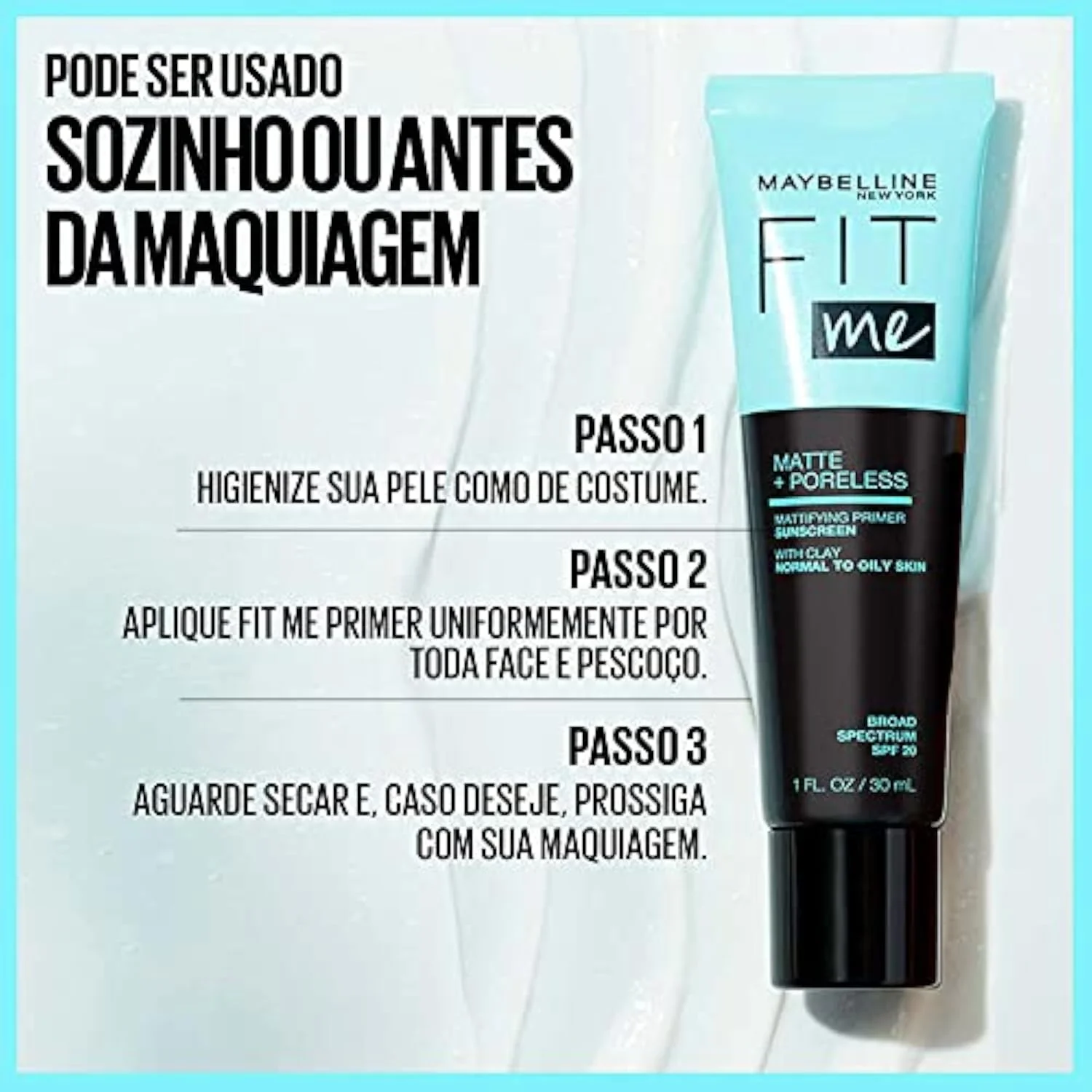 Maybelline Fit Me Matte + Poreless Mattifying Face Primer Makeup With Sunscreen, Broad Spectrum SPF 20, 16HR Wear, Shine Control, Clear, 1 Count