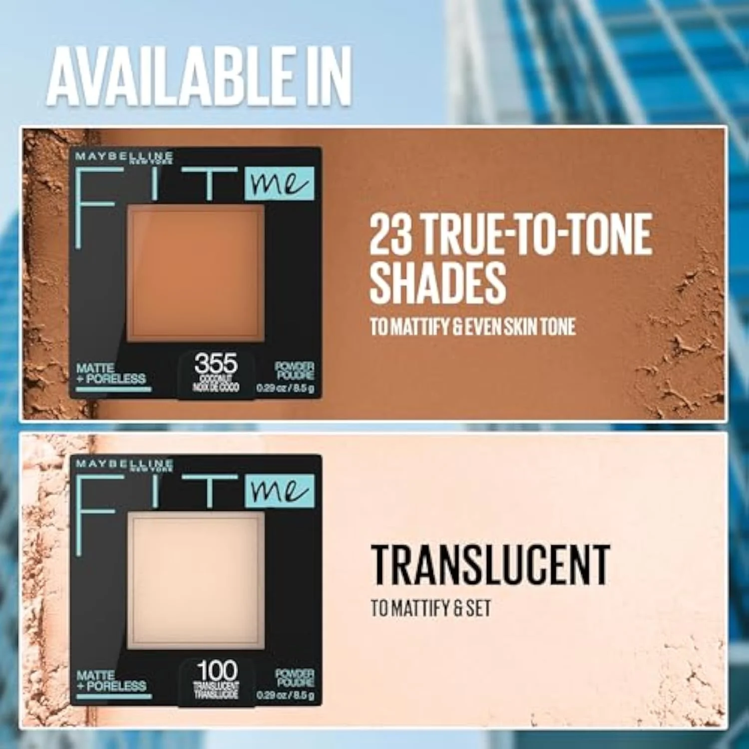 Maybelline Fit Me Matte + Poreless Pressed Face Powder Makeup & Setting Powder, Translucent, 1 Count
