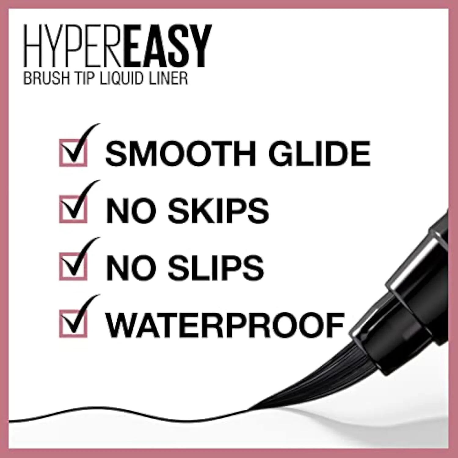 Maybelline Hyper Easy Liquid Pen No-Skip Eyeliner, Satin Finish, Waterproof Formula, Pitch Black, 0.018 Fl Oz