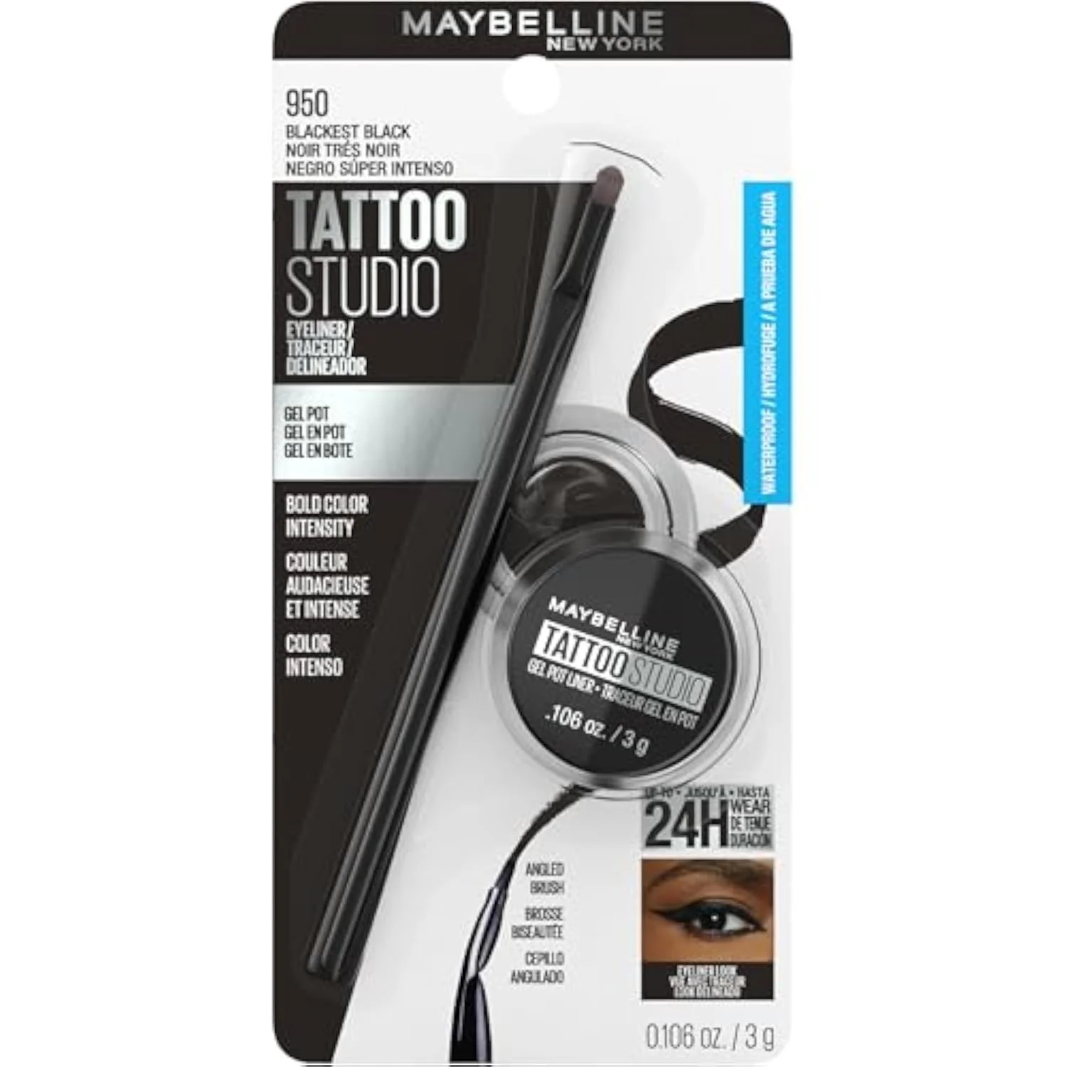 Maybelline New York Makeup Eyestudio Lasting Drama Gel Eye Liner, Blackest Black, Waterproof, 0.106 Ounce,Pack of 1