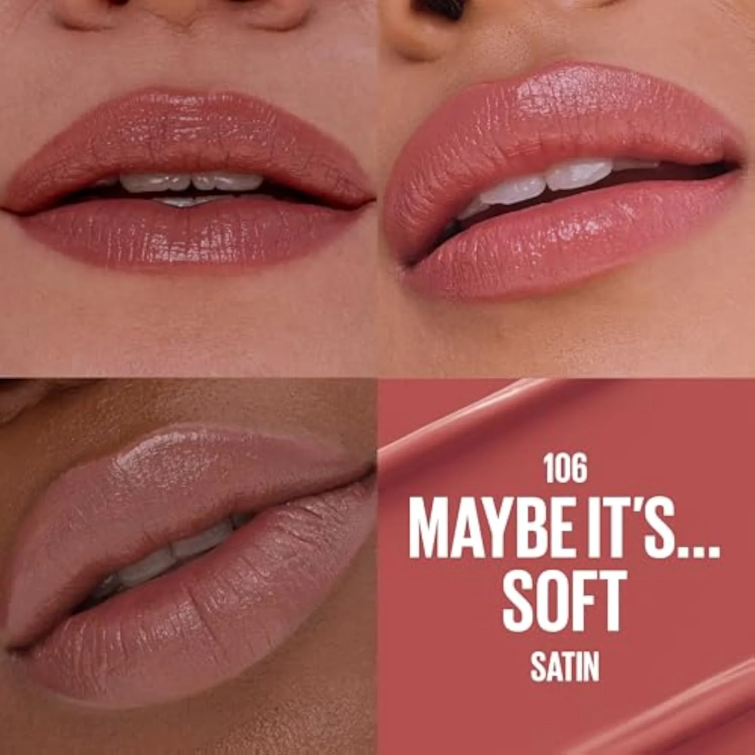 Serum Lipstick, Hydrating Lip Makeup with 8HRs of Lip Plumping Moisture with Hyaluronic Acid + Oil Blend, Maybe It's…Soft (Light Terracotta Rose Nude Satin)