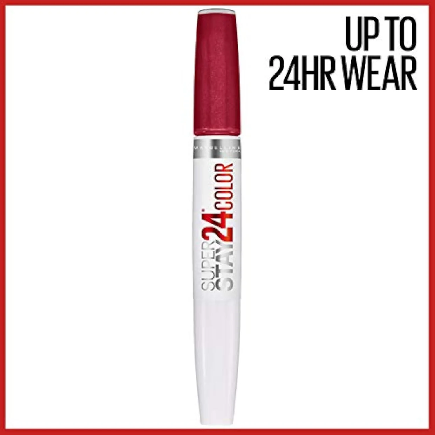 Maybelline Super Stay 24, 2-Step Liquid Lipstick Makeup, Long Lasting Highly Pigmented Color with Moisturizing Balm, All Day Cherry, Red, 1 Count