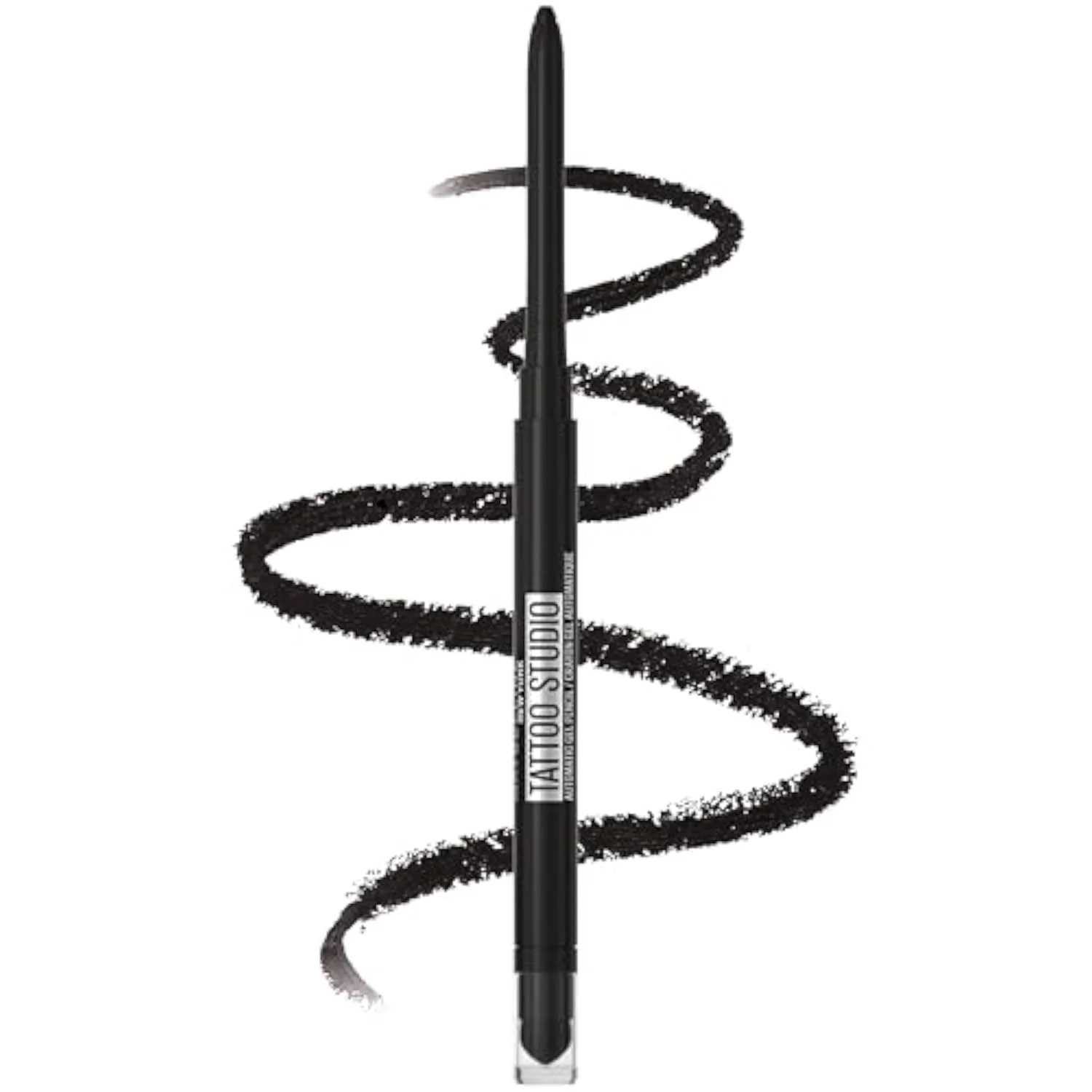 Maybelline Tattoo Studio Automatic Gel Pencil Waterproof Eyeliner, Blendable, Smudge Resistant, Matte Eyeliner For Up To 36HR Wear, Pitch Black (Smokey Black), Packaging May Vary