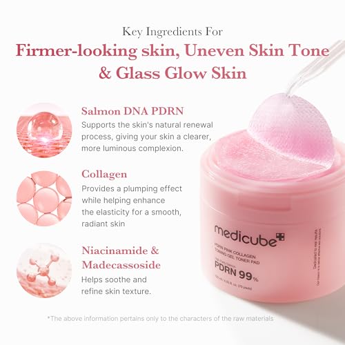 Toner Pads Salmon DNA PDRN Pink Collagen Jelly Pad for Soothing