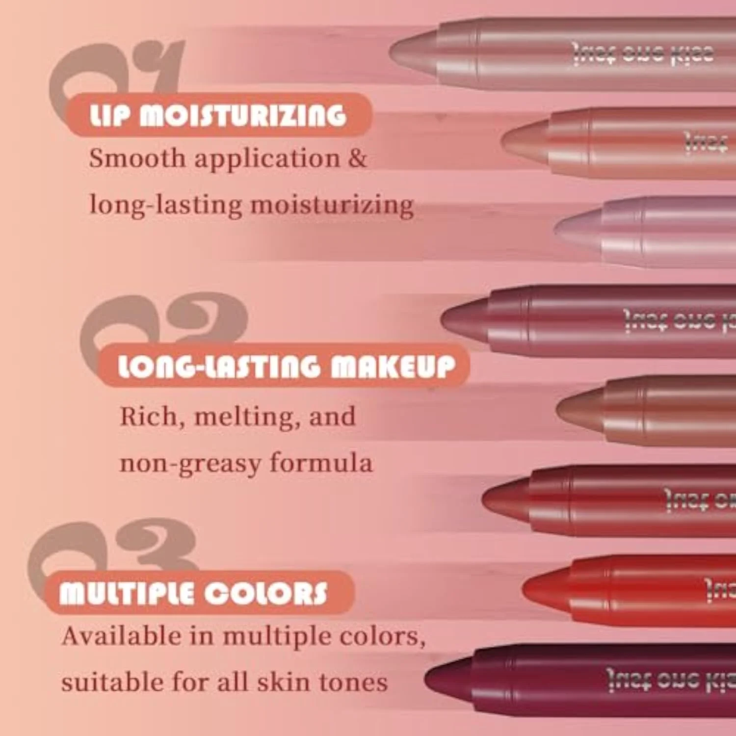 Bright Ruby Red Hydrating Cream Lipstick Lip Crayon for Women, Natural Moisturizing Lipstick Smooth Apply, Retractable Lips Liner Crayon for Ombre Shades, Red Tinted Lip Bal