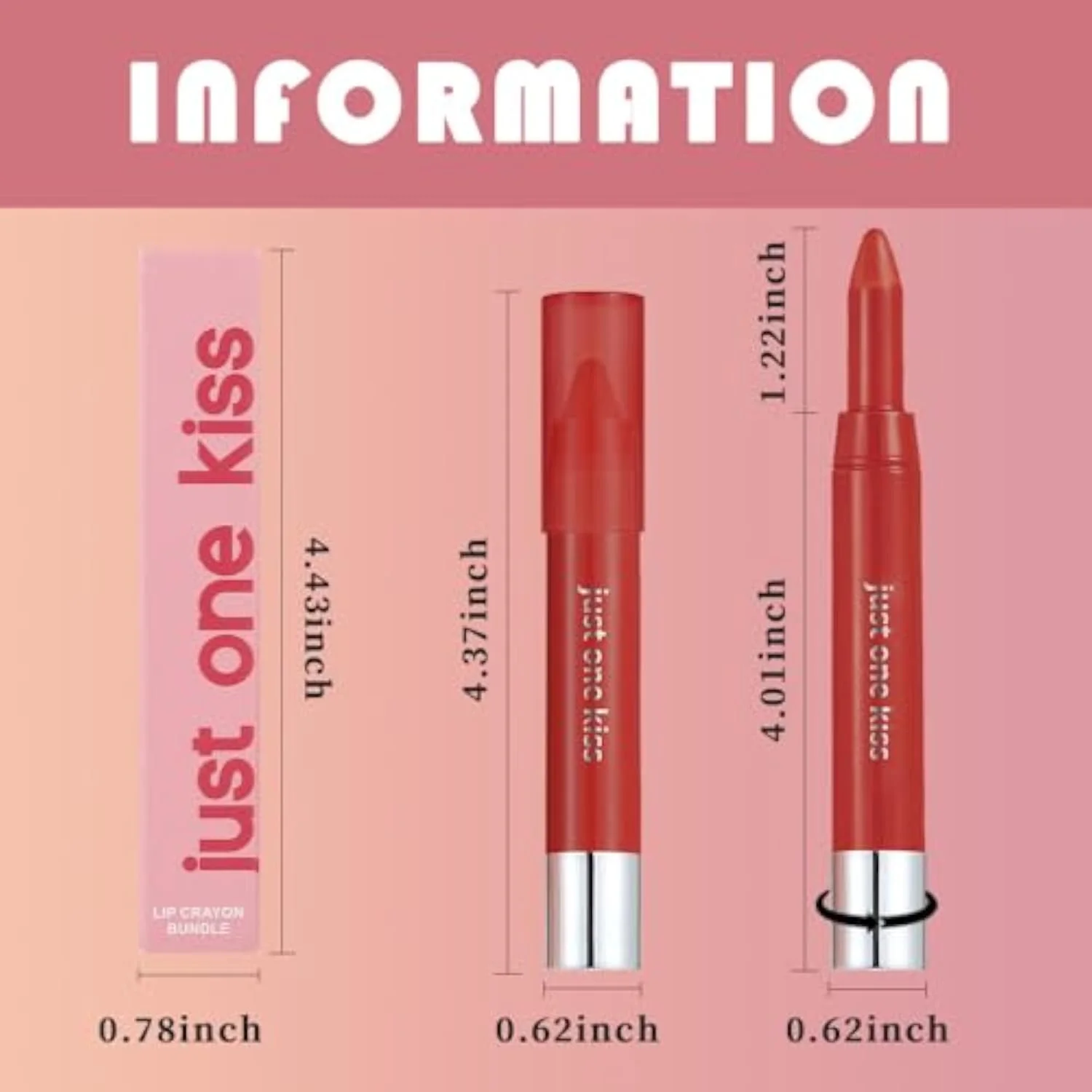Bright Ruby Red Hydrating Cream Lipstick Lip Crayon for Women, Natural Moisturizing Lipstick Smooth Apply, Retractable Lips Liner Crayon for Ombre Shades, Red Tinted Lip Bal