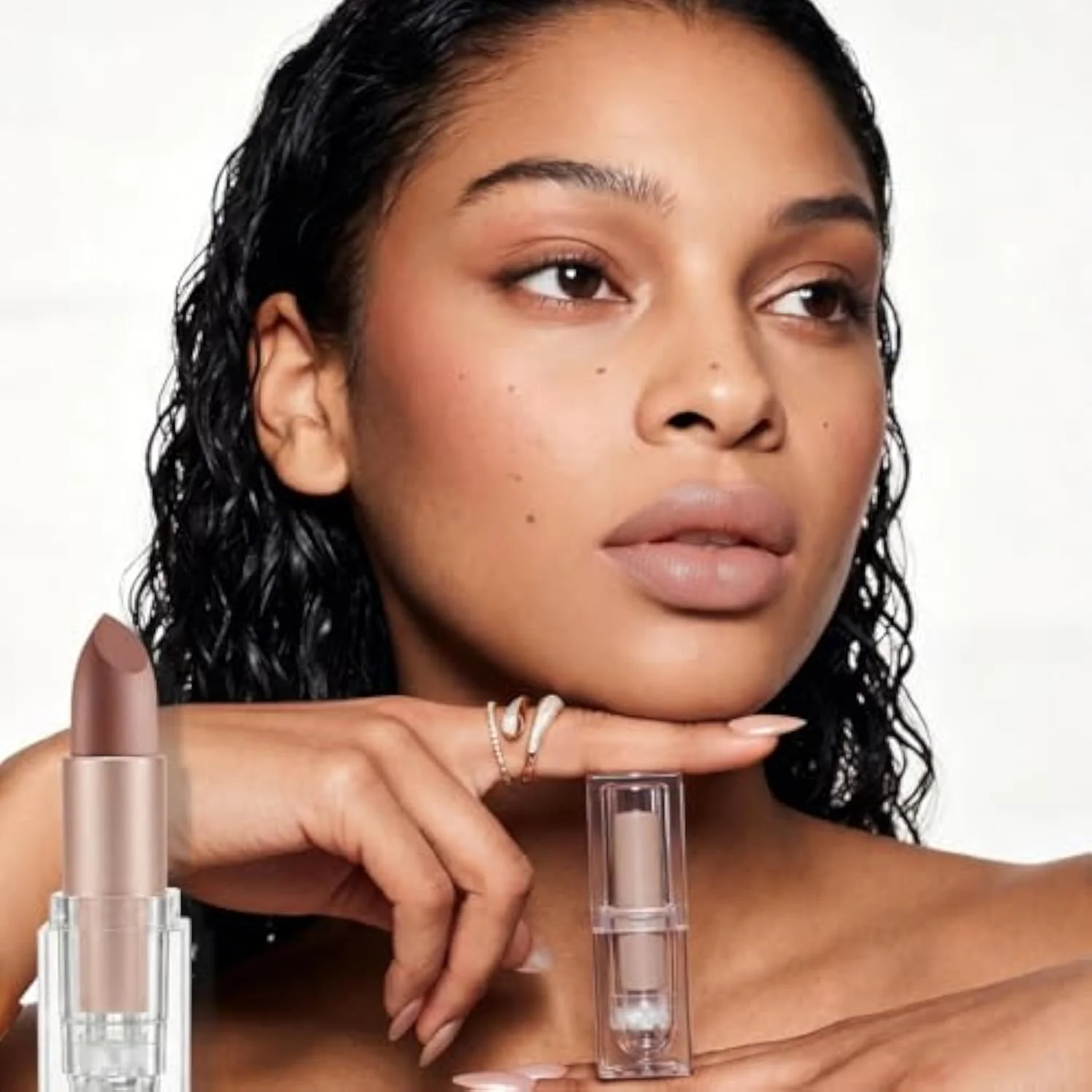 Pale Nude Hydrating Cream Lipstick Satin Matte Finish, Natural Moisture Lipstick with Vitamin E, Smooth Hydrating High Pigmented Lip Crayon for Women Waterproof, Comfortable