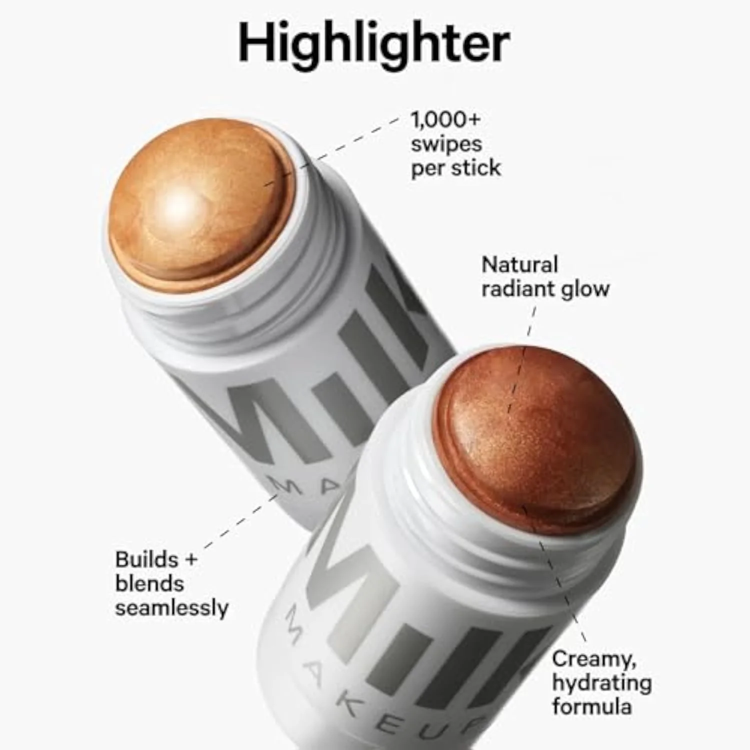 Highlighter – Cream Highlighter Stick for Face + Body with Radiant, Shimmery Glow – Buildable, Blendable, Vegan Formula for All Skin Types – Lit (Champagne), 0.21 oz