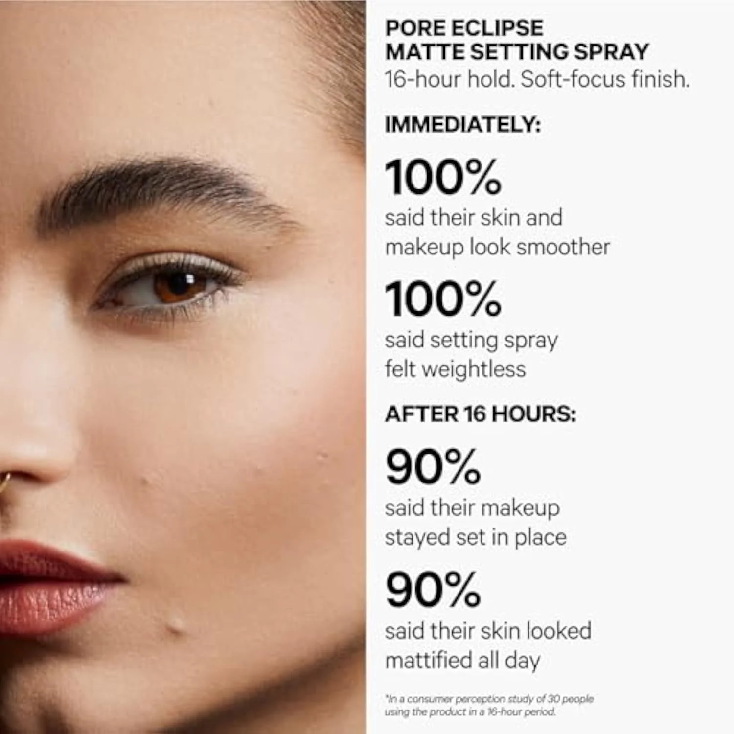 Pore Eclipse Matte Setting Spray – Blurs Pores, Controls Shine + Sets Makeup for Up to 16 Hours – Long-Lasting, Oil + Alcohol-Free Facial Mist for a Soft, Matte Finish