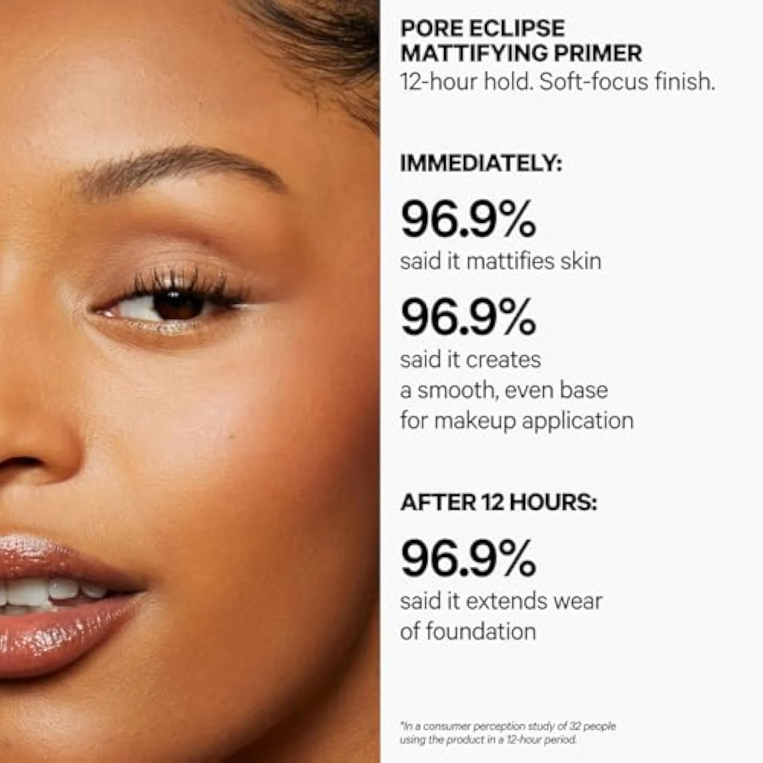 Pore Eclipse Mattifying Primer – Blurs Pores, Controls Shine + Holds Makeup for Up to 12 Hours – Creates a Smooth, Even Base for a Soft, Long-Lasting Matte Finish – 0.6