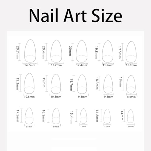 Press on Nails Medium Almond French Tip False Nails