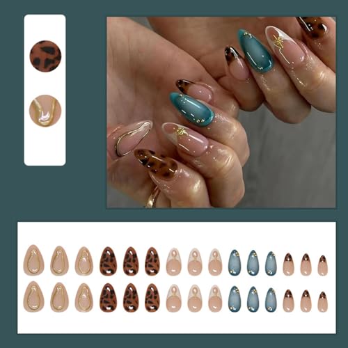 Press on Nails Medium Almond French Tip False Nails