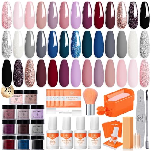 Dip Powder Nail Starter Kit 40 Pcs 20 Colors