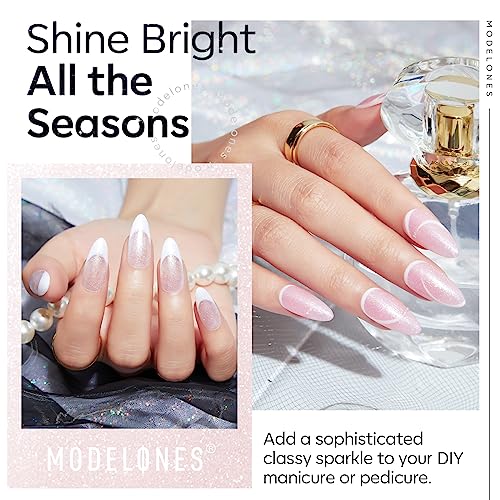 Glitter Gel Top Coat Ultra-Fine White Aurora No Wipe Glossy