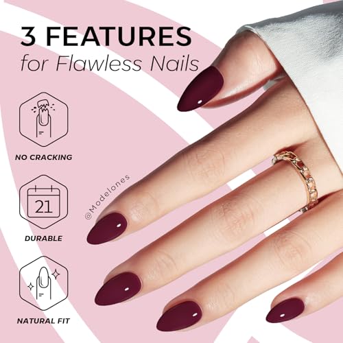Plum Purple Press on Nails Short Almond 32Pcs 16 Sizes Fake Nails
