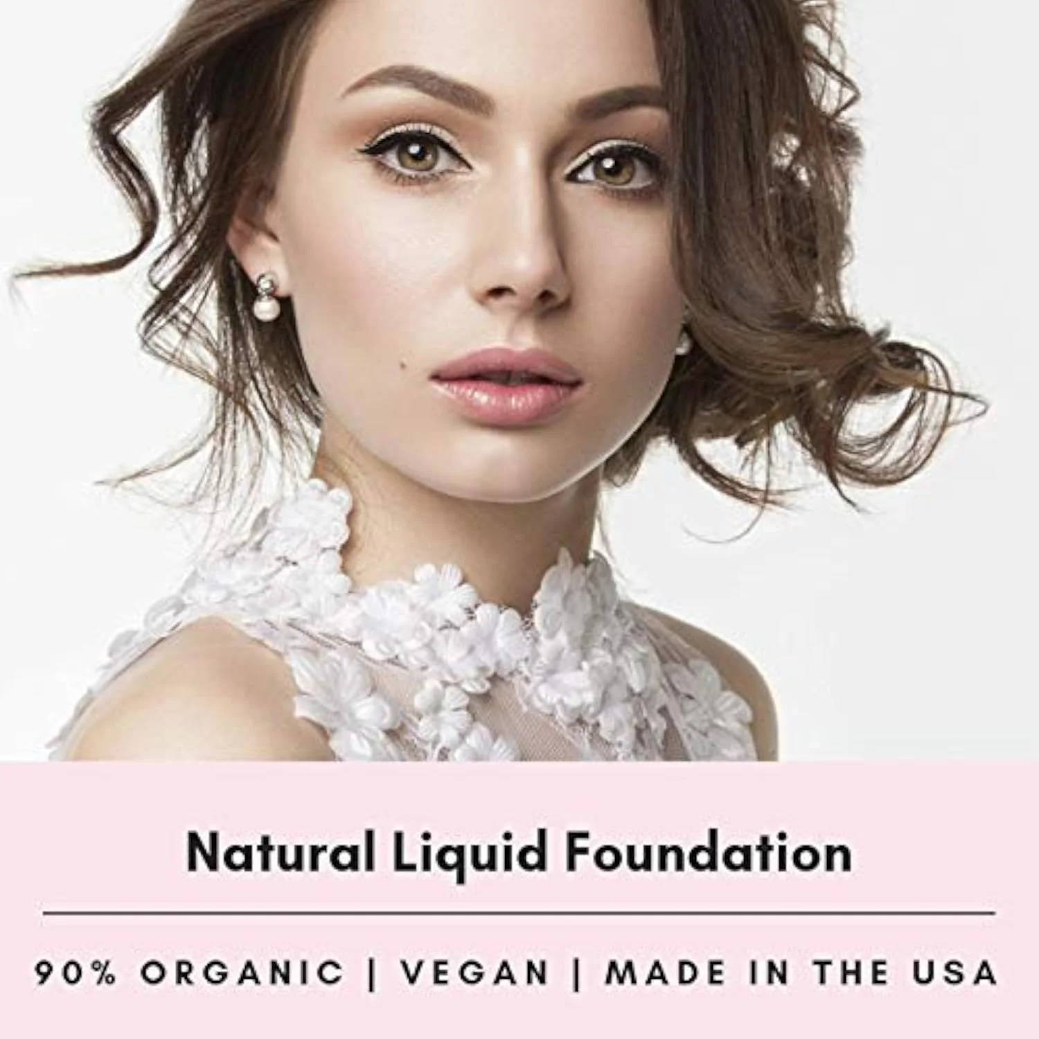 100% Natural Foundation, Organic, Vegan, Aloe Based, Natural Sun Protection, Gluten Free, Cruelty Free, Made in the USA, 1FL Oz. (Nude)