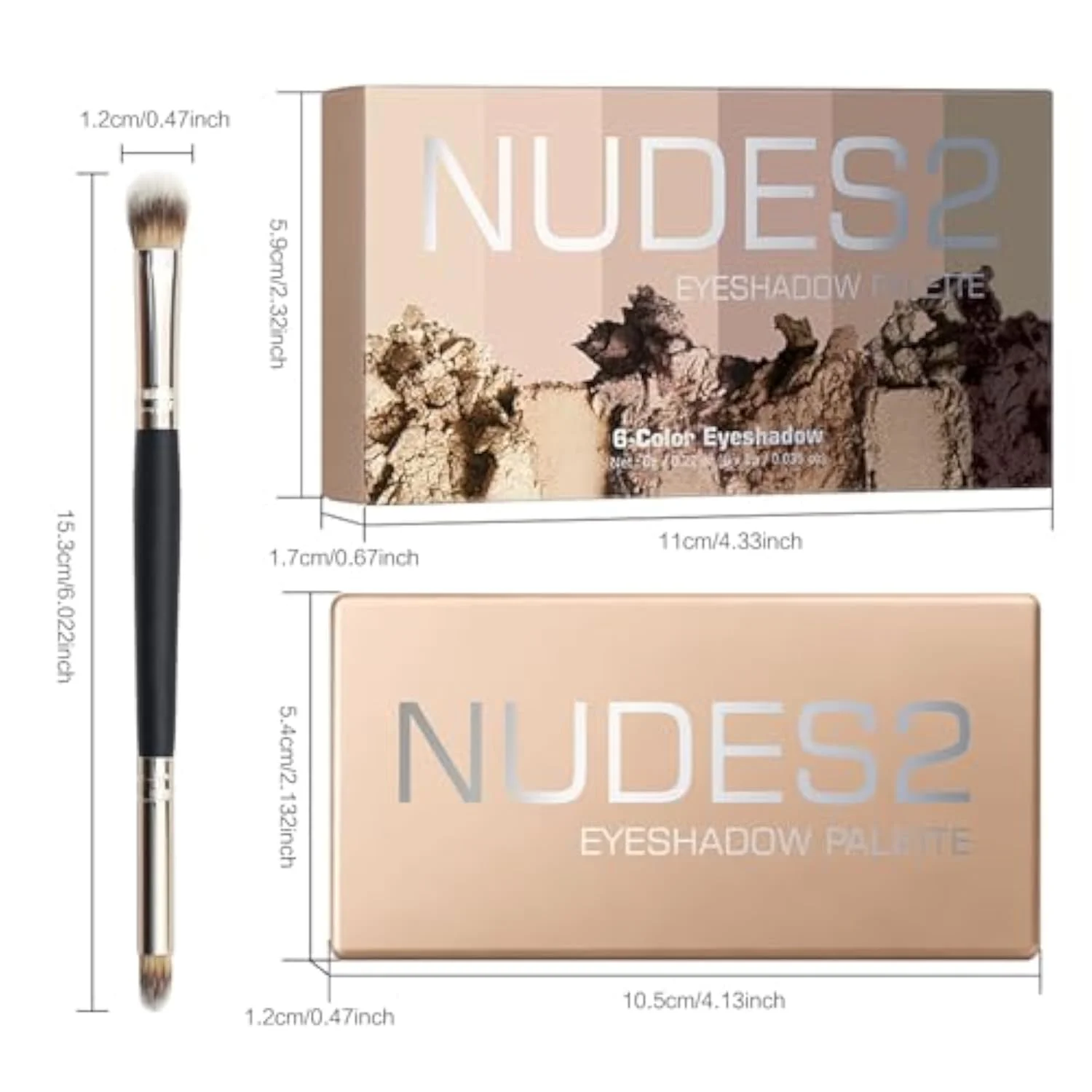 6 Matte Neutral Mini Eyeshadow Palette with Brush - Ultra Blendable Cool-Tone Nude Smokey Eye Shadow Palette, Long-lasting Wear Smooth Texture