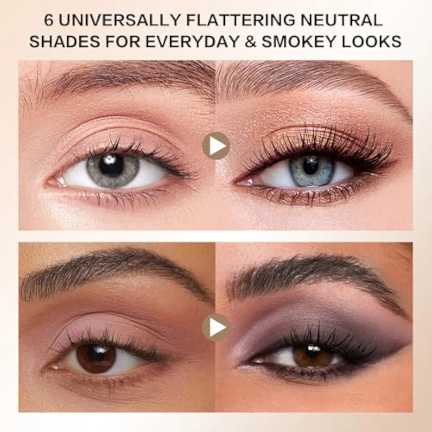 6 Matte Neutral Mini Eyeshadow Palette with Brush - Ultra Blendable Cool-Tone Nude Smokey Eye Shadow Palette, Long-lasting Wear Smooth Texture