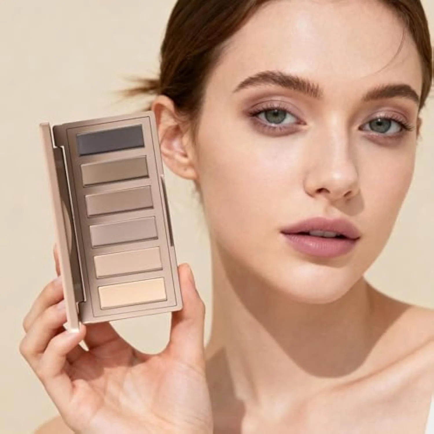 6 Matte Neutral Mini Eyeshadow Palette with Brush - Ultra Blendable Cool-Tone Nude Smokey Eye Shadow Palette, Long-lasting Wear Smooth Texture