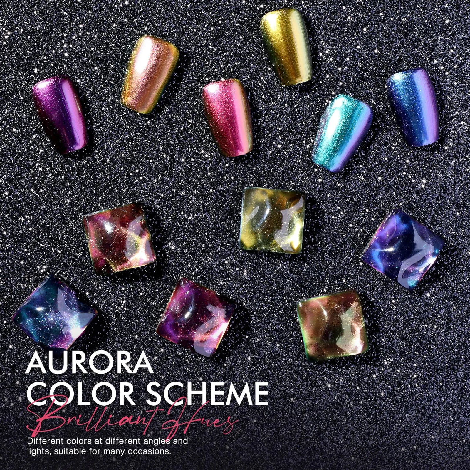 Fingernail Nail Polish Set: Holographic Metallic Lacquer Air Dry Nail Polish