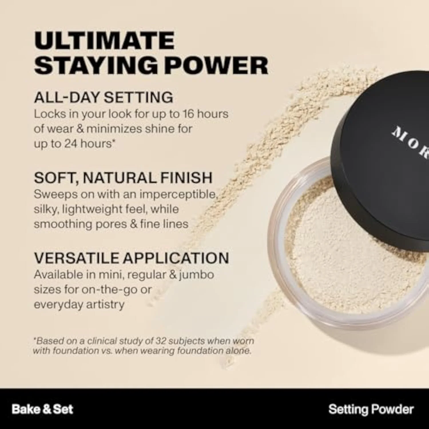 Morphe Mini Bake & Set Translucent Setting Powder - Lightweight, Talc-Free Finishing Powder for Face Makeup with a Soft, Natural Finish - Minimizes Shine for Up to 24HR - Transluce