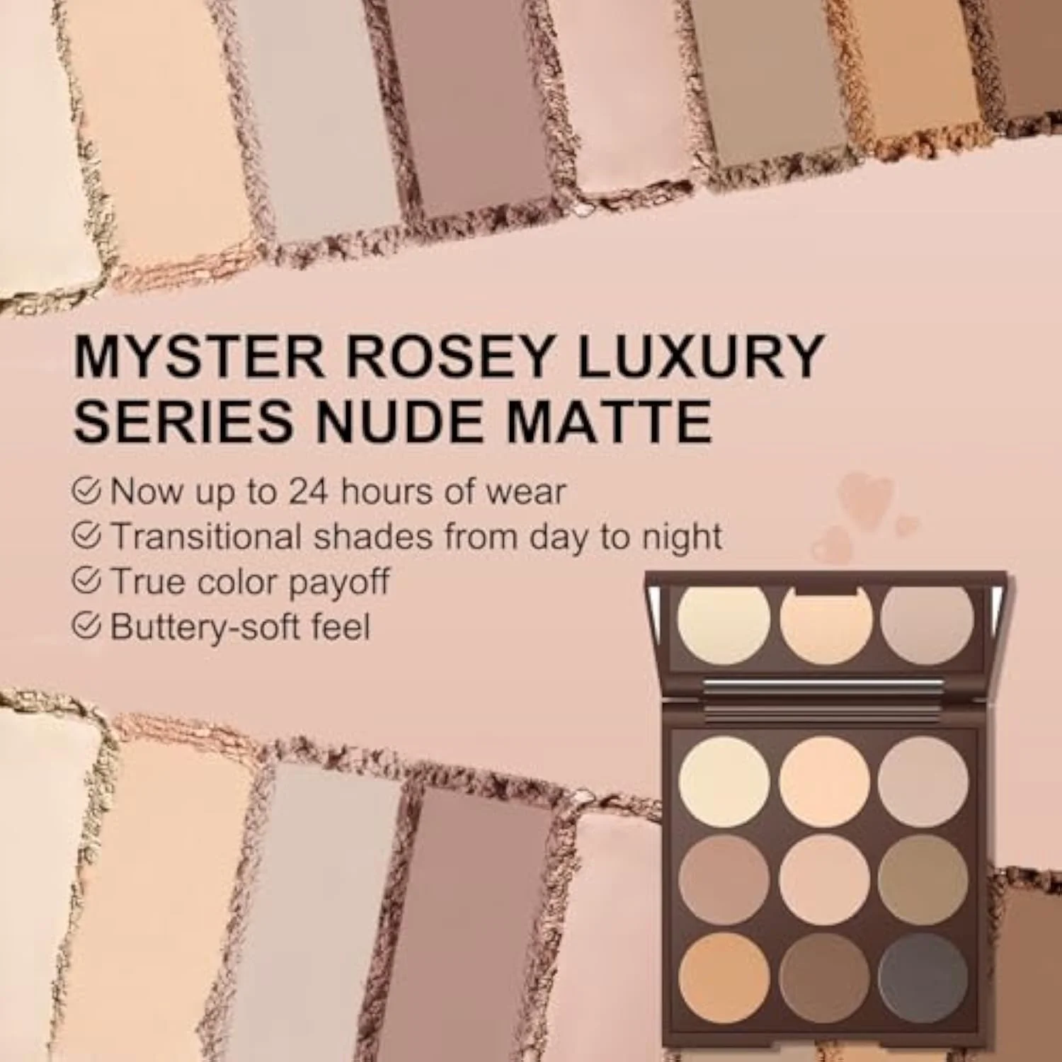 Neutral Eyeshadow Palette, Nude Eyeshadow Palette, Matte Eye Shadow Makeup Palette with Mirror, Long-Lasting Wear, Vegan, Cruelty-Free - 0.5oz (Nude Matte)