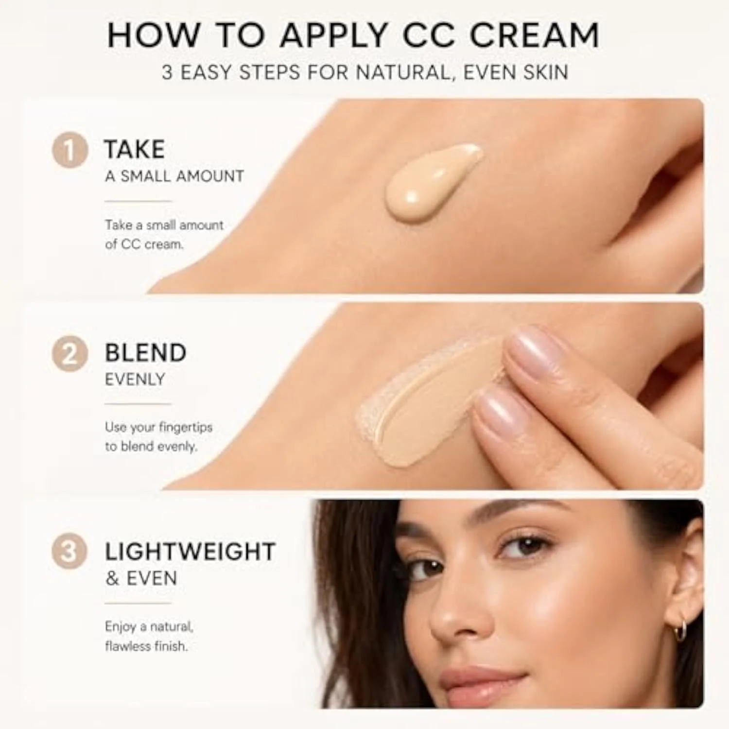 CC Cream Foundation, Flawless Matte Concealer Oil Control Color Correcting Face Makeup, Pore Minimizing Medium Coverage CC, Lightweight Up To 24H Wear for Normal to Oily Ski