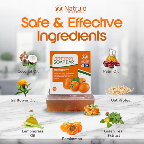 Persimmon Soap Bar for Body Odor Control – Purifying Deodorizing Body Wash with Japanese P