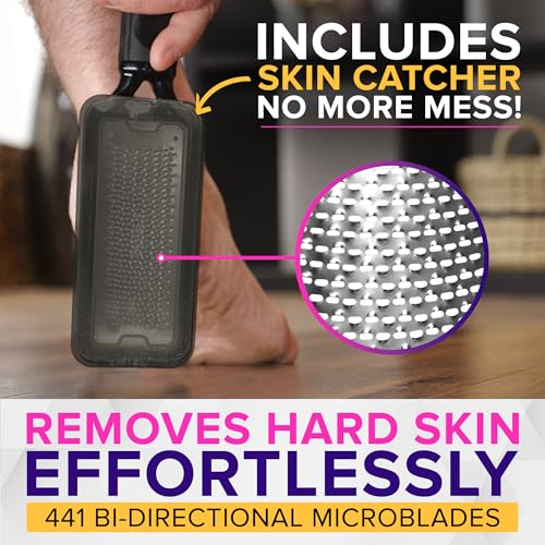 RUSTPROOF Foot File Callus Remover for Feet with Catcher | XL Size
