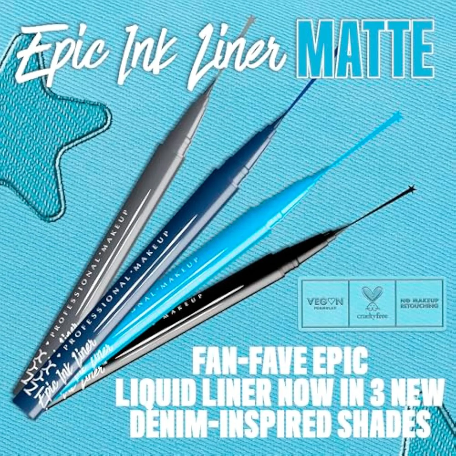 Epic Ink Liner, Waterproof Liquid Eyeliner - Black, Vegan Formula
