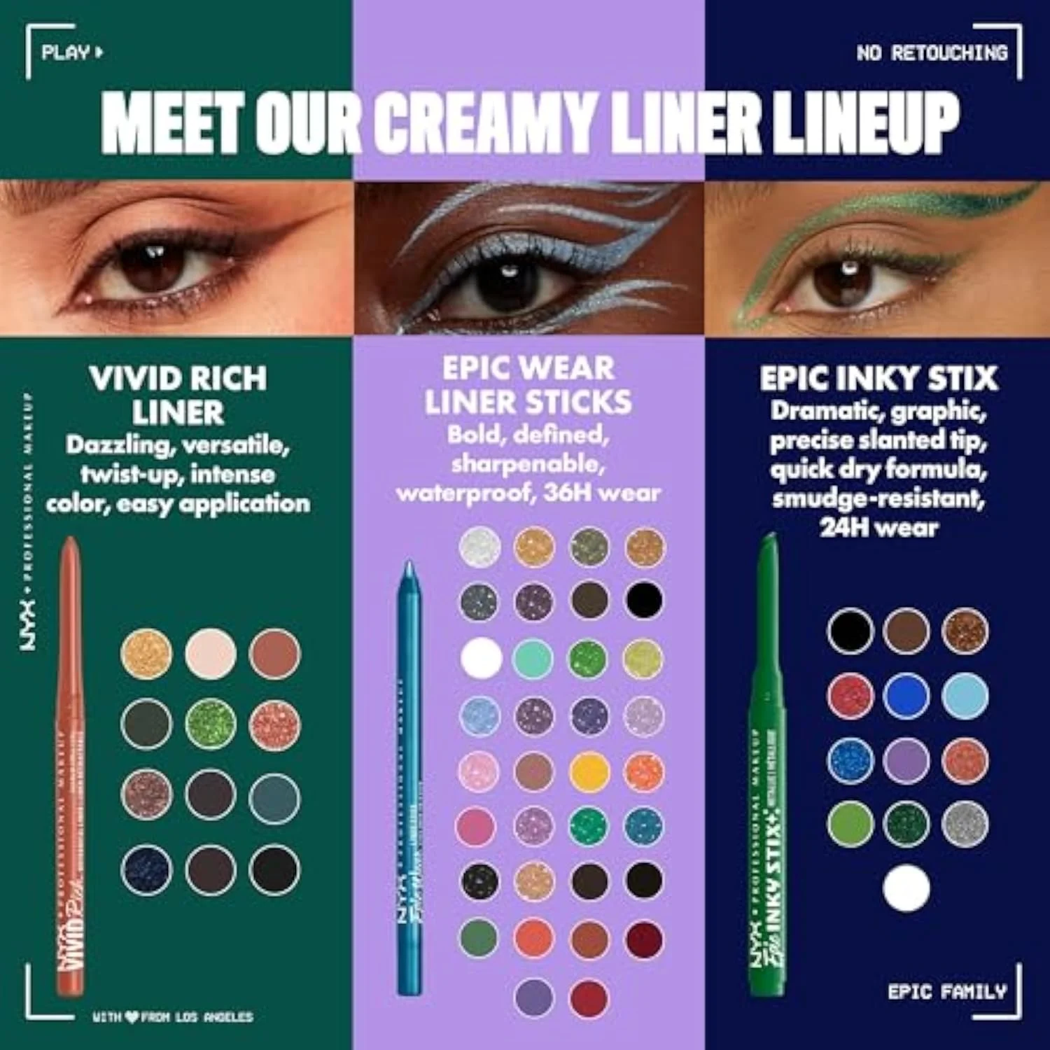 Epic Inky Stix Eyeliner, Mechanical Cream Gel Eyeliner, Waterproof Formula With Up To 24HR Wear - 01 Black Screen (Matte Black)