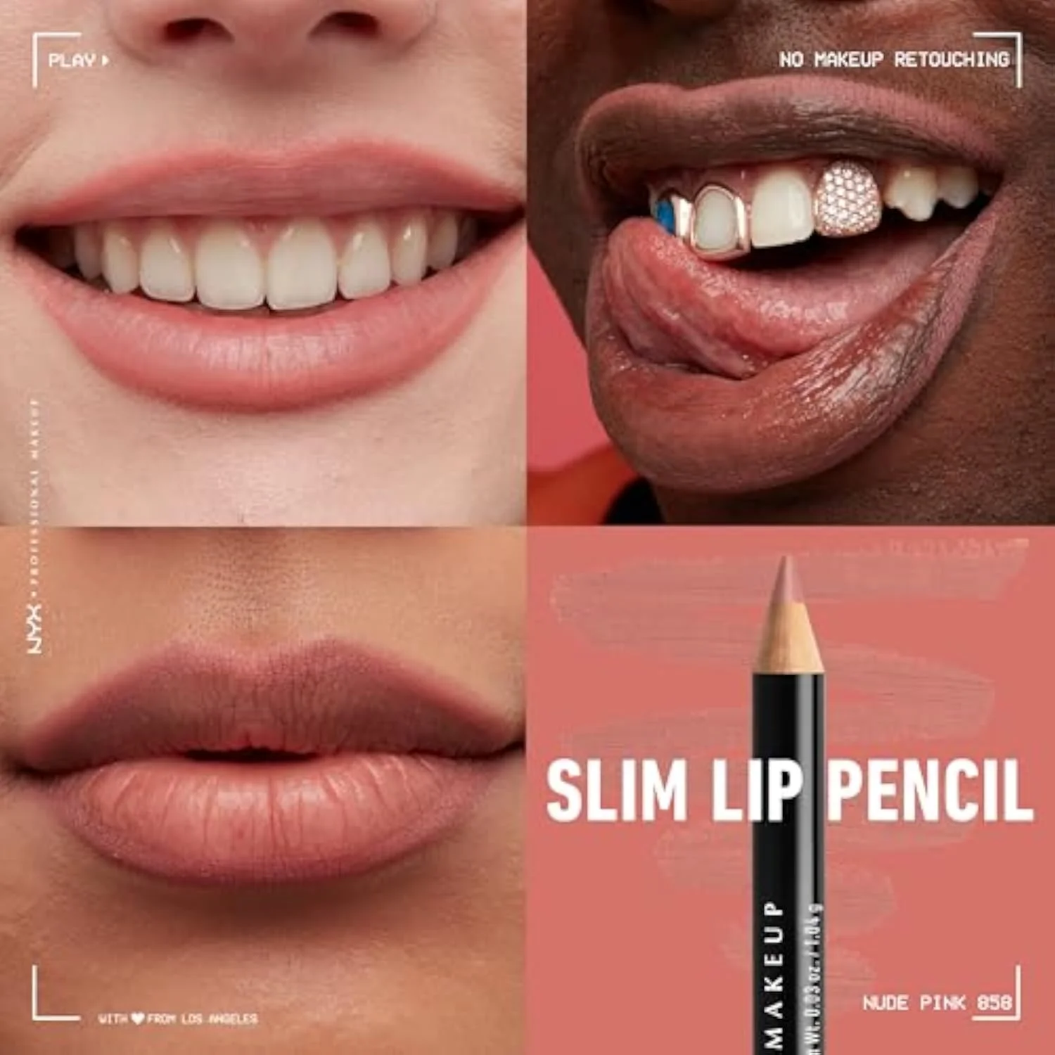 Slim Lip Pencil, Long-Lasting Creamy Lip Liner - Nude Pink