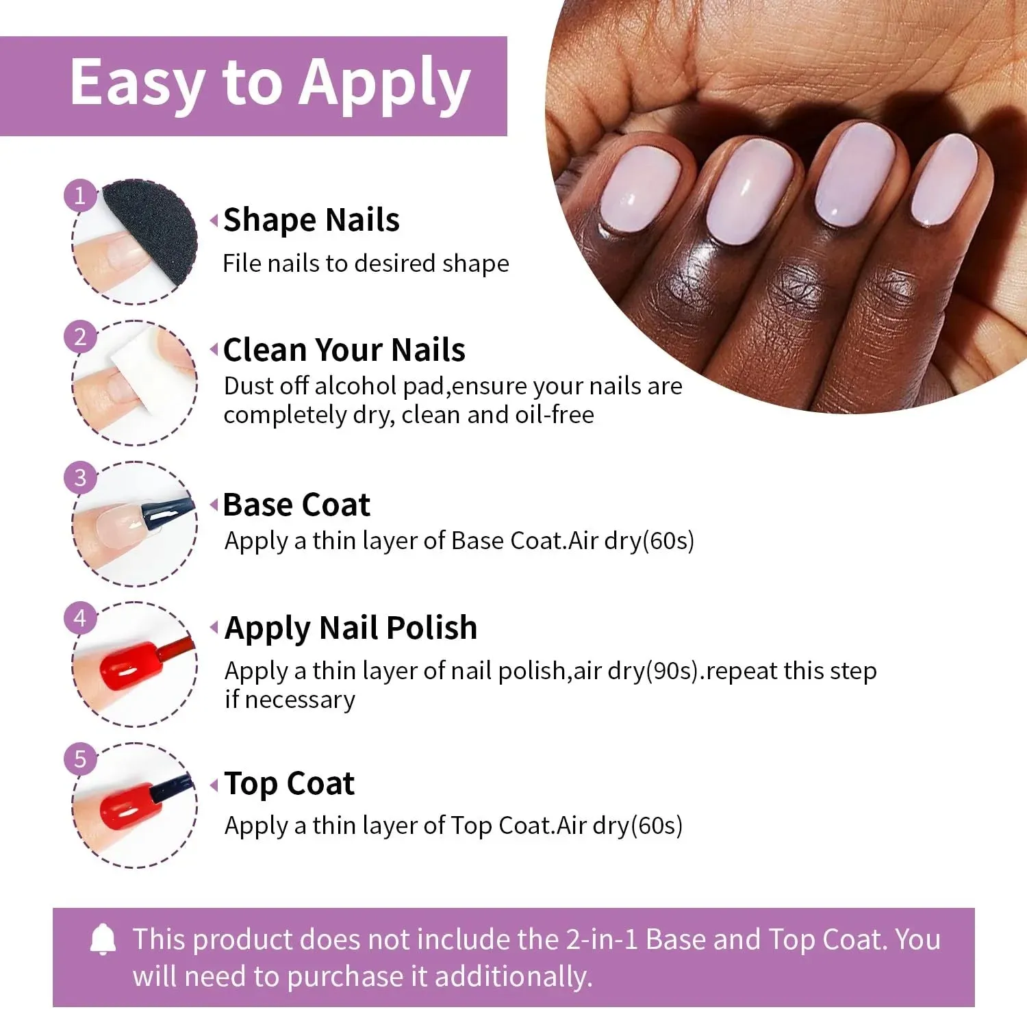 10ml Nude Pink Nail Polish Set 6 Colors Brown Red Purple