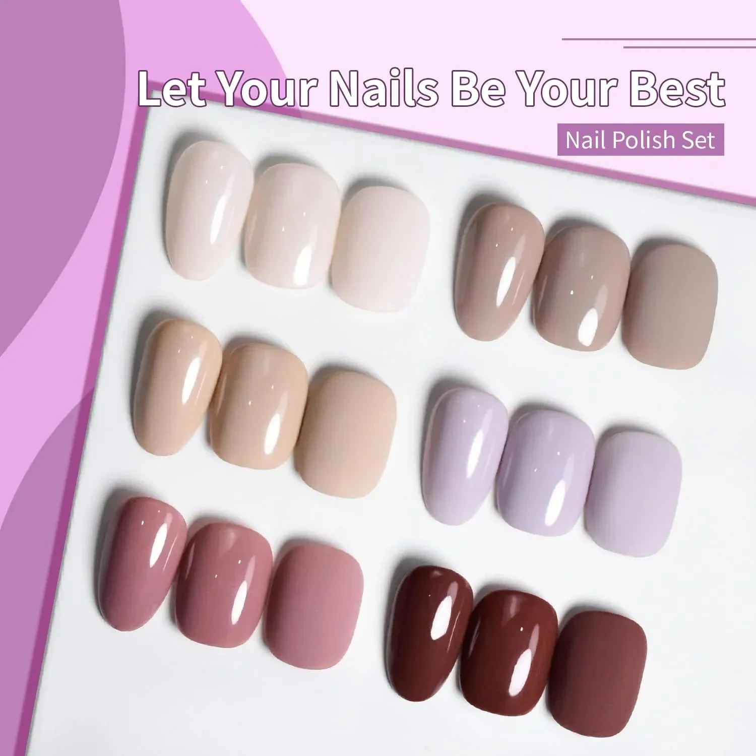 10ml Nude Pink Nail Polish Set 6 Colors Brown Red Purple