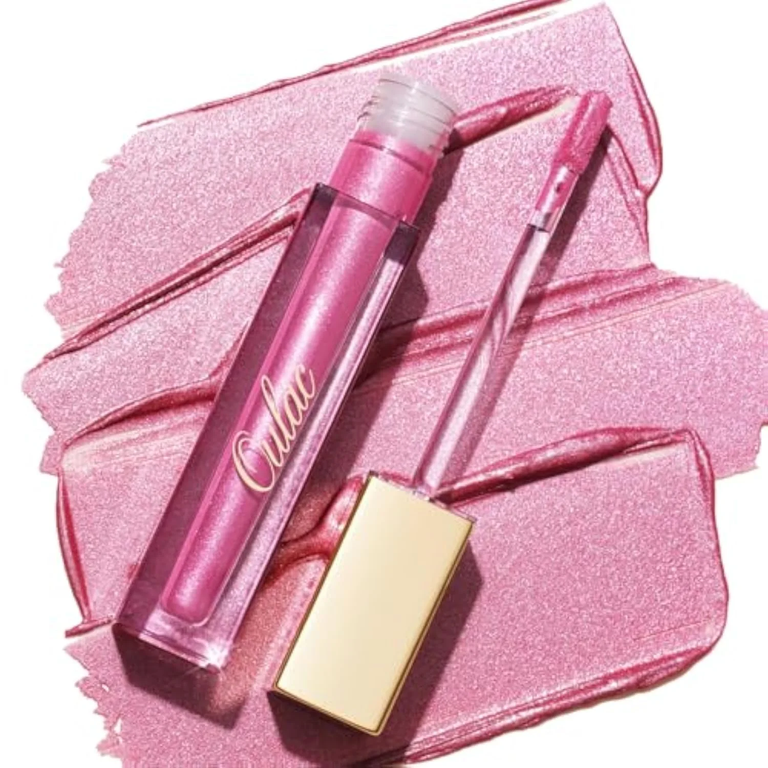 Pink Metallic Lipstick for Women, Long Lasting Lip Gloss Waterproof, Lips & Eye 2 IN 1 Lip Makeup, High Impact Lip Color, 3D Metallic Finish, No Transfer, Vegan MD08