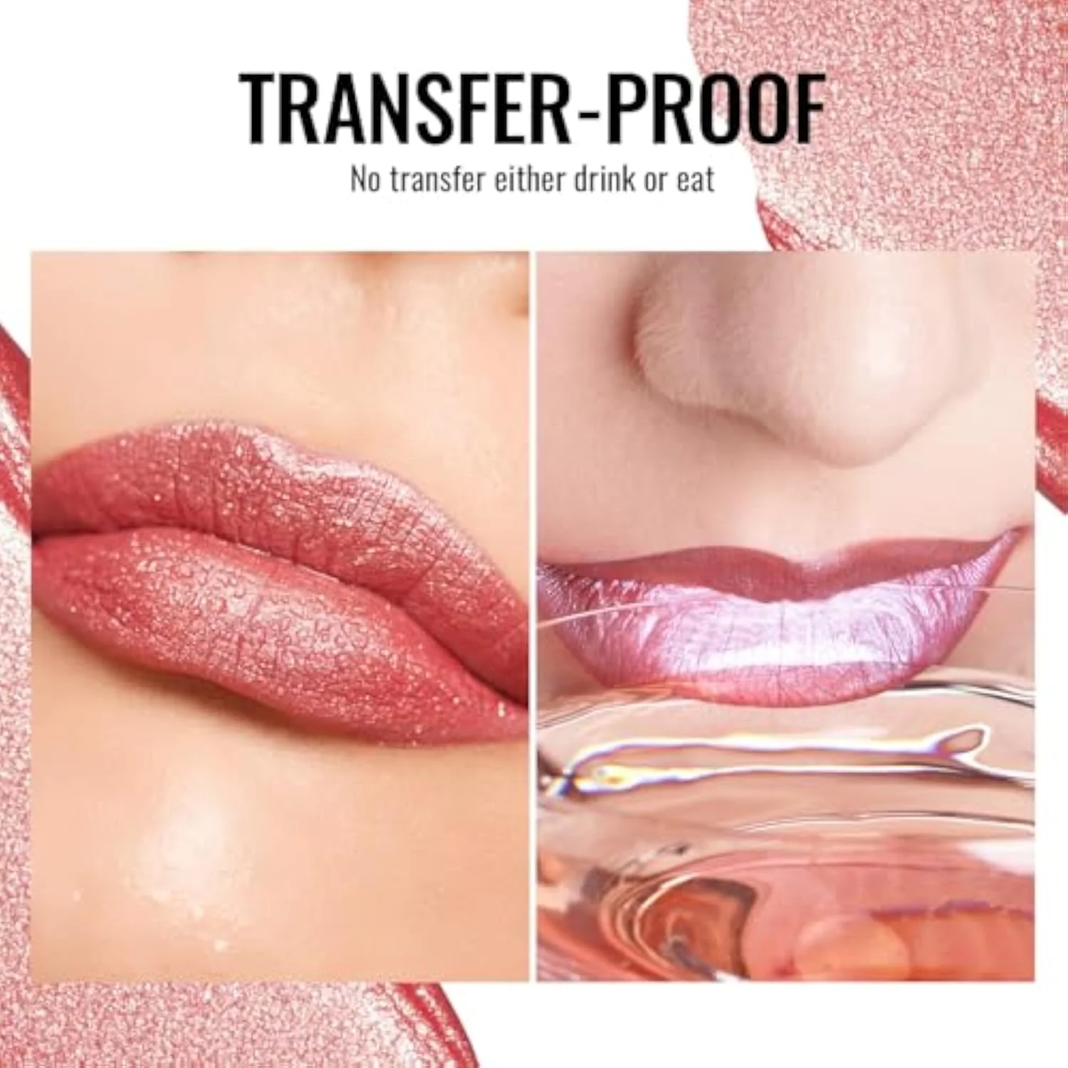Pink Metallic Lipstick for Women, Long Lasting Lip Gloss Waterproof, Lips & Eye 2 IN 1 Lip Makeup, High Impact Lip Color, 3D Metallic Finish, No Transfer, Vegan MD08