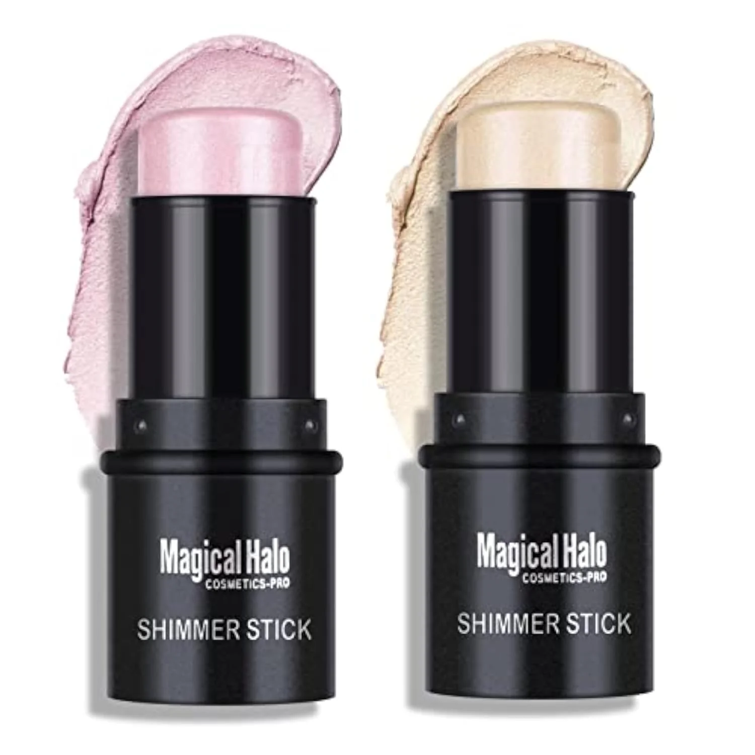2 Colors Highlighter Stick, Shimmer Glow Cream Highlighter for Face & Body, Subtle Shimmer Face Illuminator, Buildable, Blendable, Smooth Hydrating Radiance Balm, for All Sk