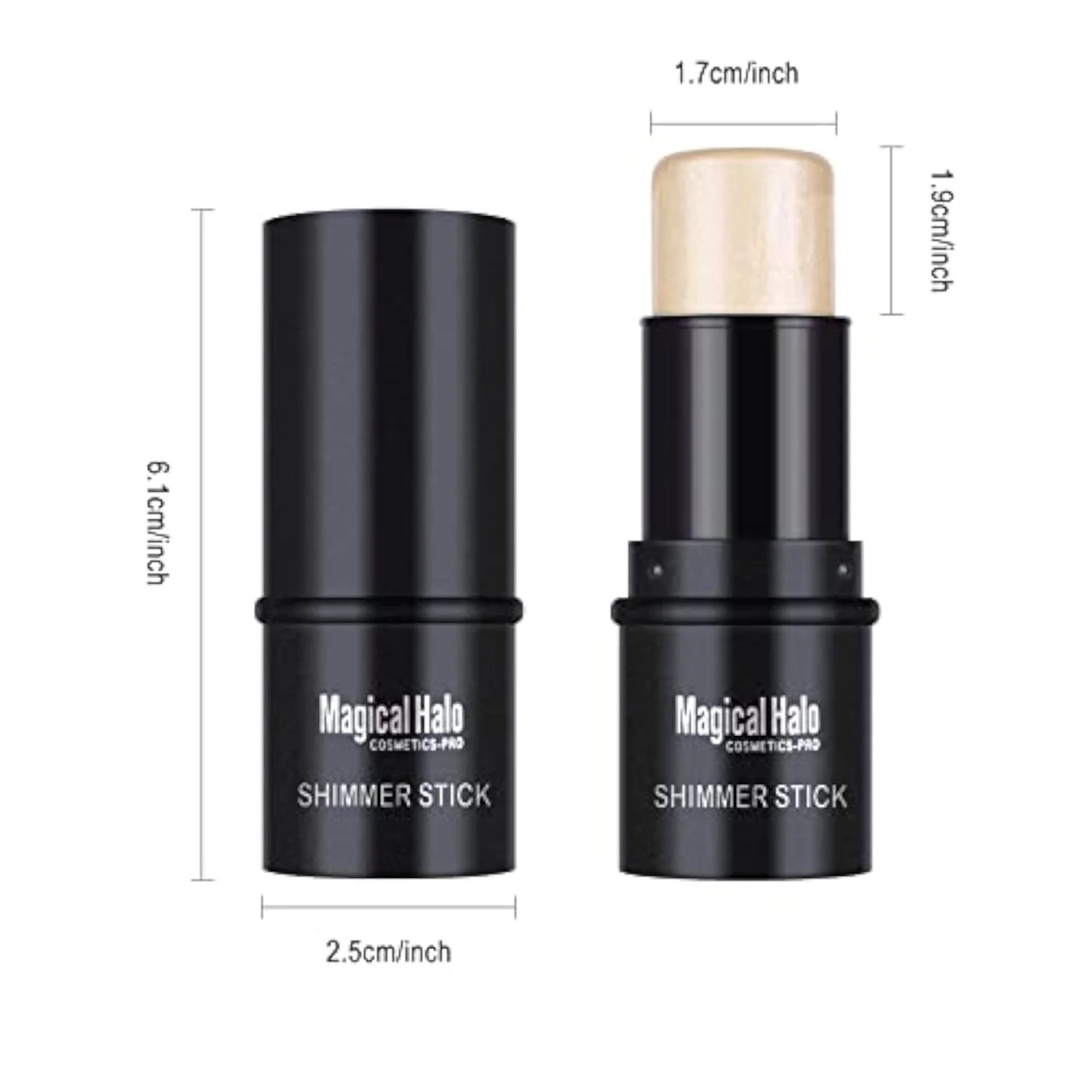 2 Colors Highlighter Stick, Shimmer Glow Cream Highlighter for Face & Body, Subtle Shimmer Face Illuminator, Buildable, Blendable, Smooth Hydrating Radiance Balm, for All Sk