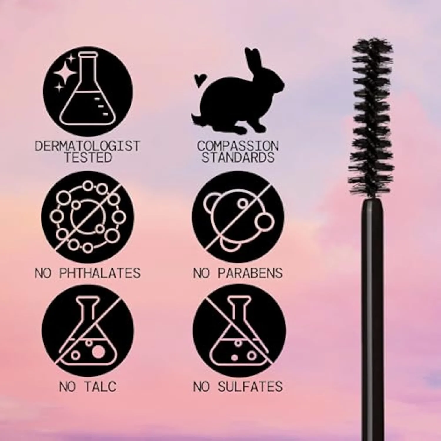 Vegan Collagen Fluffy Lash Mascara – Black Thickening & Lengthening Mascara with Plant Fibers, Full Fluffy Lashes, Vegan & Cruelty-Free, 0.24 oz