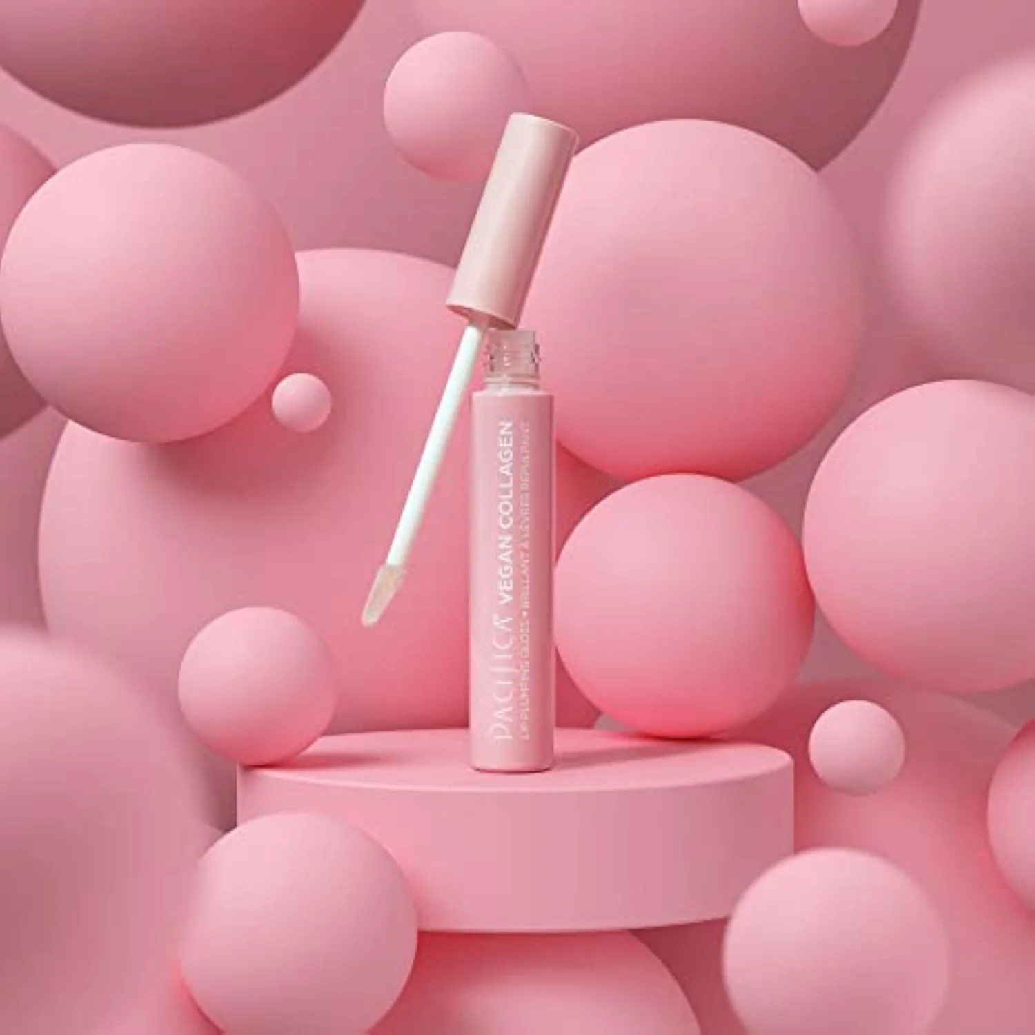 Vegan Collagen Lip Plumping Gloss – Hydrating Lip Plumper with Peptides, Coconut & Vitamin E, High Shine Non-Sticky, Clean Vegan, 0.22 fl oz
