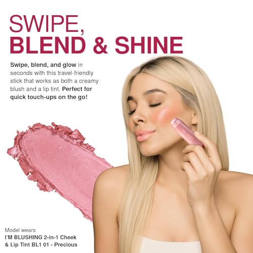 I'm Blushing 2-in-1 Cheek and Lip Tint, Buildable Lightweight Cream Blush, Sheer Multi Stick Hydrating formula, All day wear, Easy Application, Shimmery, Blends Perfectly