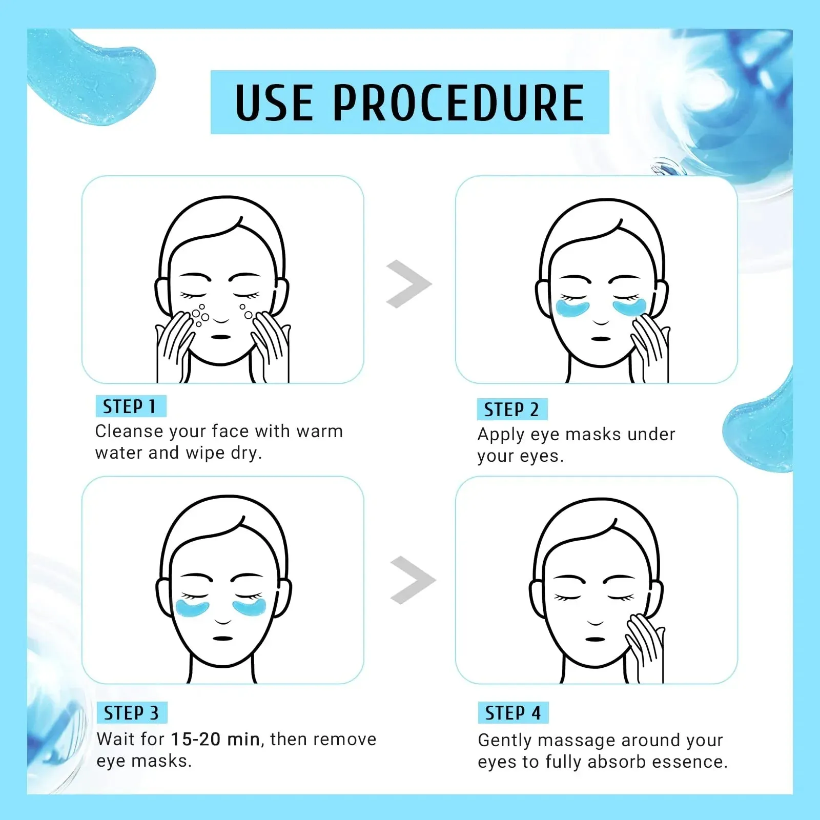 Under Eye Patches Hyaluronic Acid Eye Mask 30 Pairs