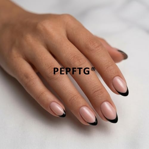 Classic French Tip Press on Nails Short Almond 9 Colors 216 Pcs